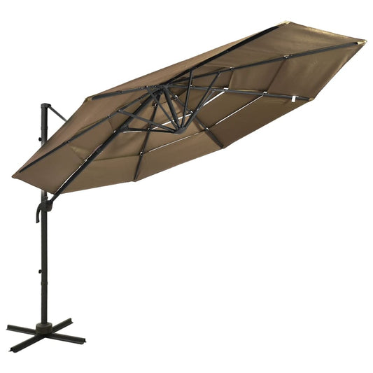 Sonnenschirm mit Aluminium-Mast 4-lagig Taupe 3x3 m