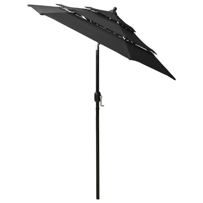 Sonnenschirm mit Aluminium-Mast 3-lagig Schwarz 2 m