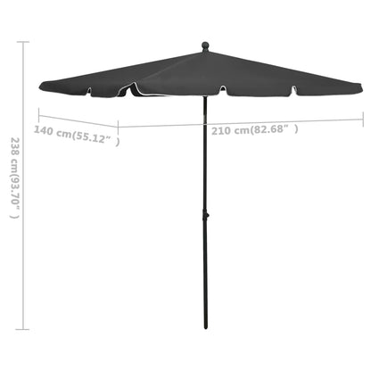 Sonnenschirm mit Mast 210x140 cm Anthrazit