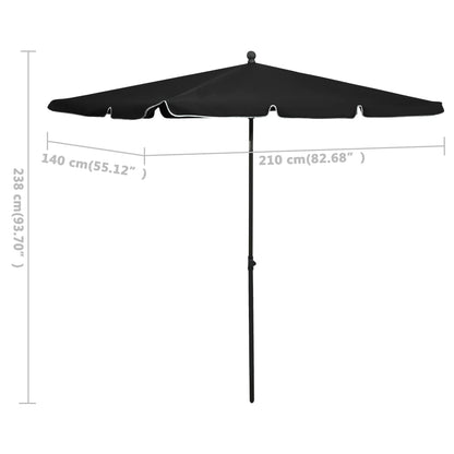 Sonnenschirm mit Mast 210x140 cm Schwarz