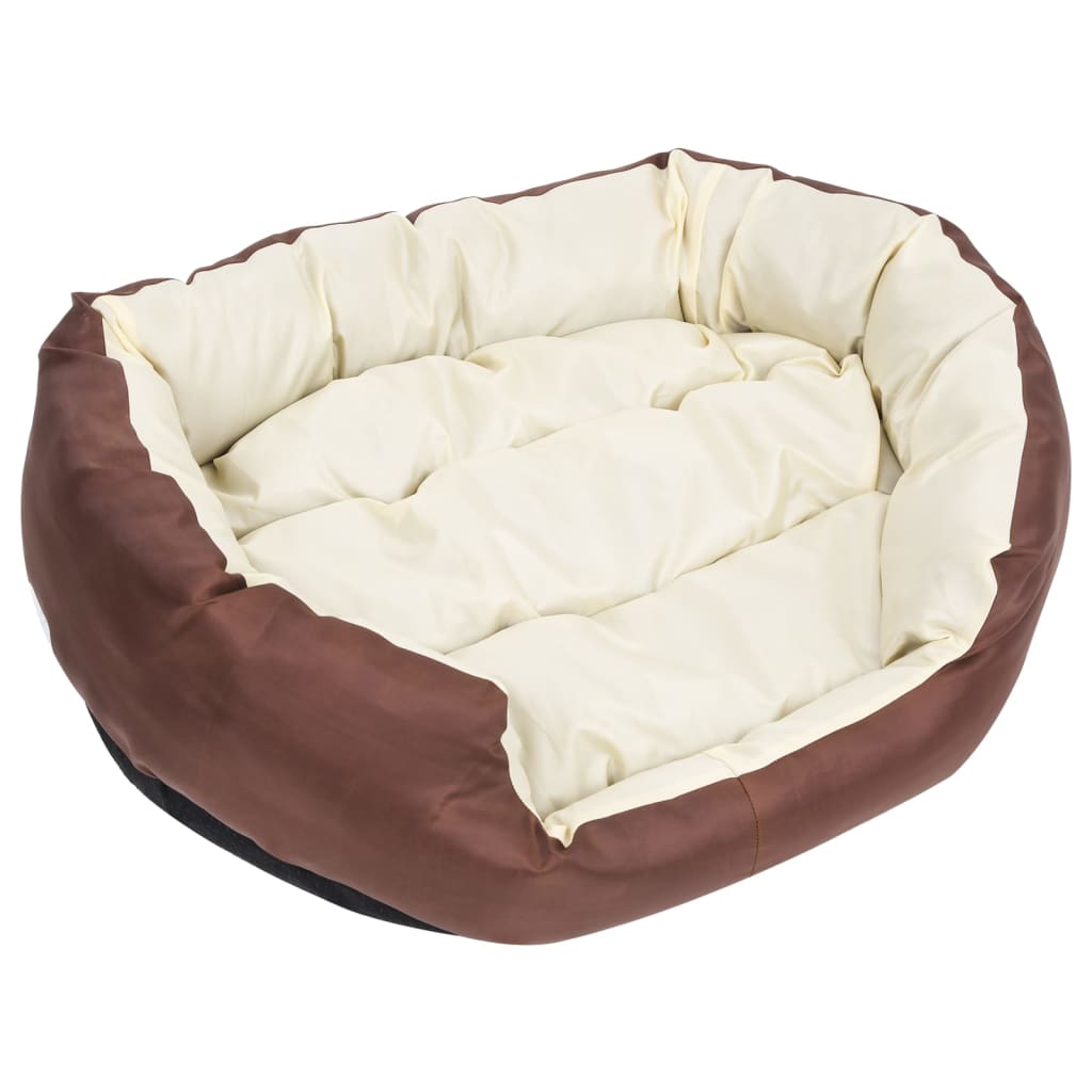 Hundekissen Wendbar und Waschbar Braun und Creme 85x70x20 cm