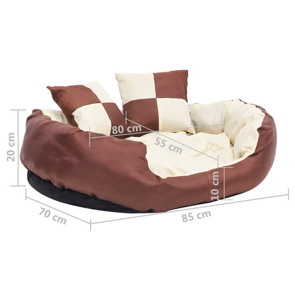 Hundekissen Wendbar und Waschbar Braun und Creme 85x70x20 cm