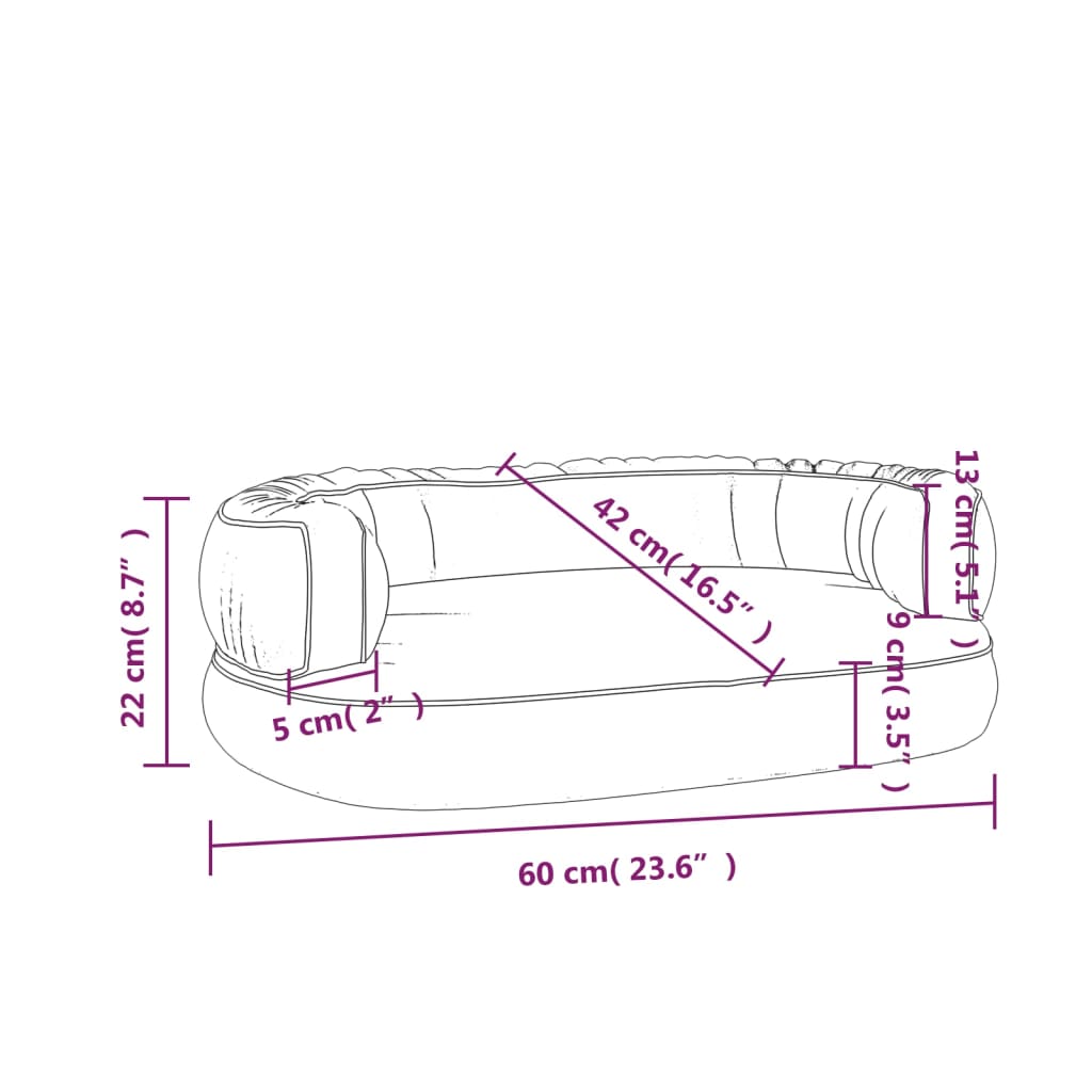 Hundebett Ergonomisch Schaumstoff Dunkelblau 60x42cm Kunstleder