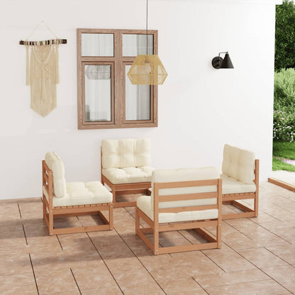 4-tlg. Garten-Lounge-Set mit Kissen Kiefer Massivholz