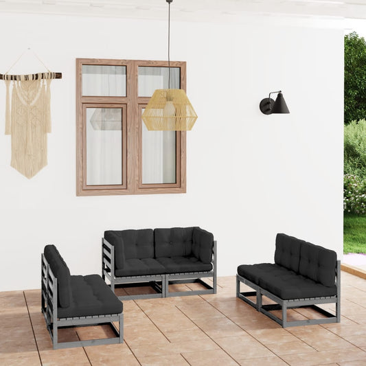 6-tlg. Garten-Lounge-Set mit Kissen Kiefer Massivholz