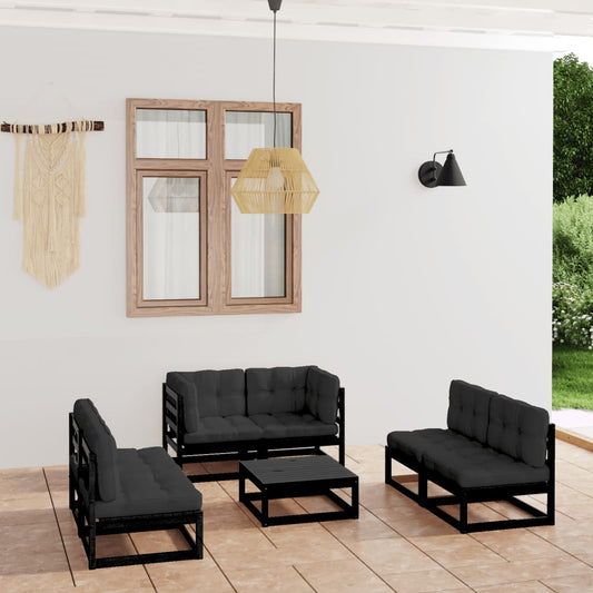 7-tlg. Garten-Lounge-Set mit Kissen Massivholz Kiefer