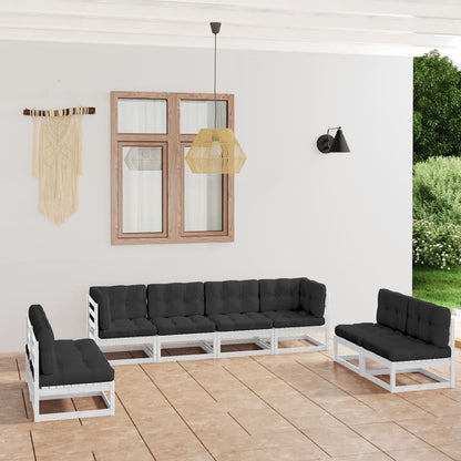 8-tlg. Garten-Lounge-Set mit Kissen Kiefer Massivholz