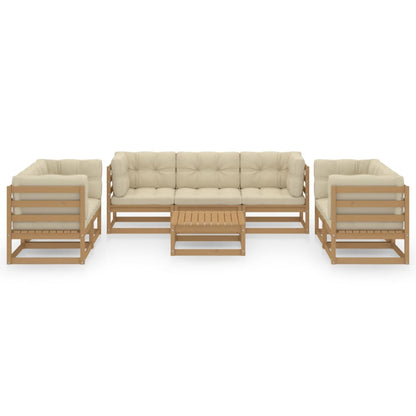 8-tlg. Garten-Lounge-Set mit Kissen Kiefer Massivholz