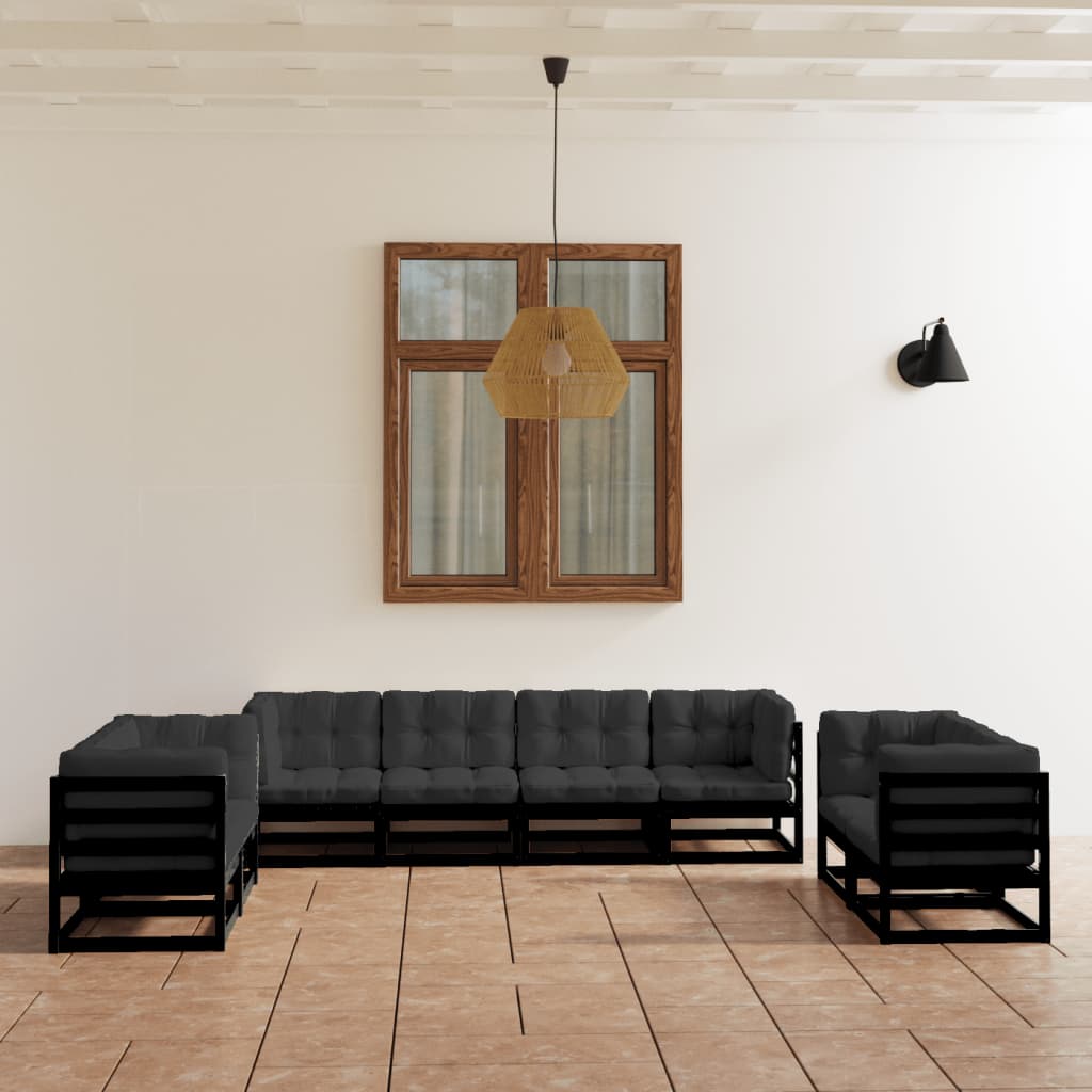 8-tlg. Garten-Lounge-Set mit Kissen Kiefer Massivholz