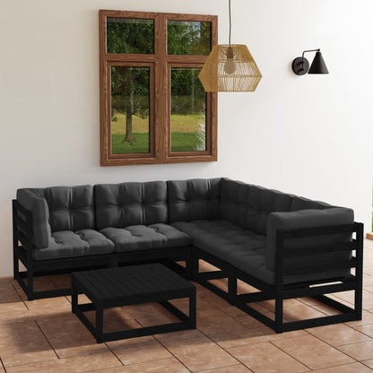 6-tlg. Garten-Lounge-Set mit Kissen Kiefer Massivholz