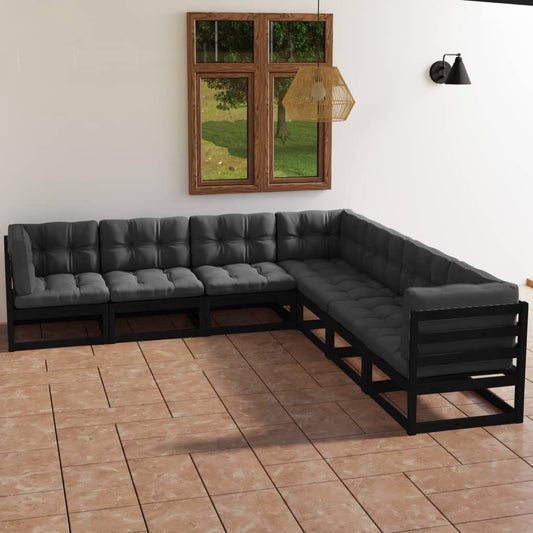 7-tlg. Garten-Lounge-Set mit Kissen Massivholz Kiefer