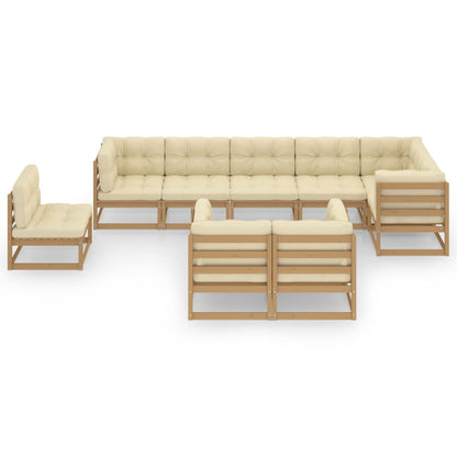 9-tlg. Garten-Lounge-Set mit Kissen Massivholz Kiefer