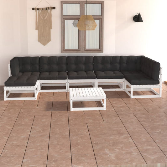 8-tlg. Garten-Lounge-Set mit Kissen Massivholz Kiefer