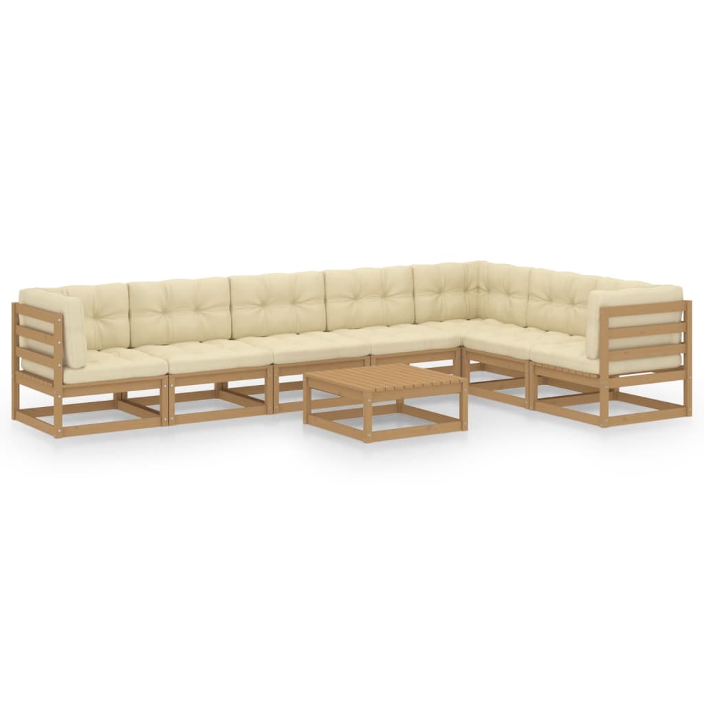 8-tlg Garten-Lounge-Set mit Kissen Honigbraun Massivholz Kiefer