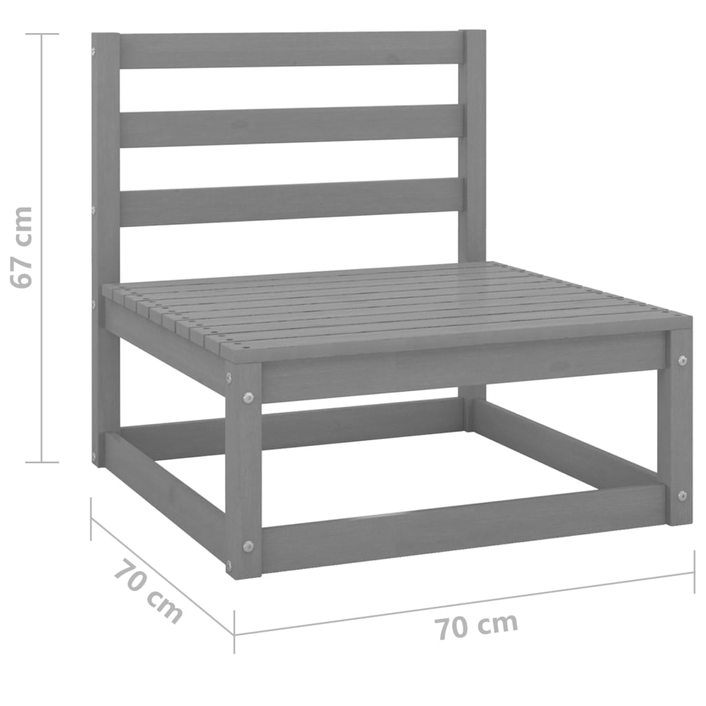 7-tlg. Garten-Lounge-Set mit Kissen Grau Massivholz Kiefer