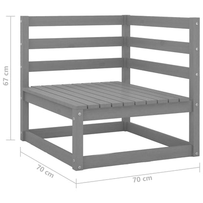 8-tlg. Garten-Lounge-Set mit Kissen Grau Massivholz Kiefer