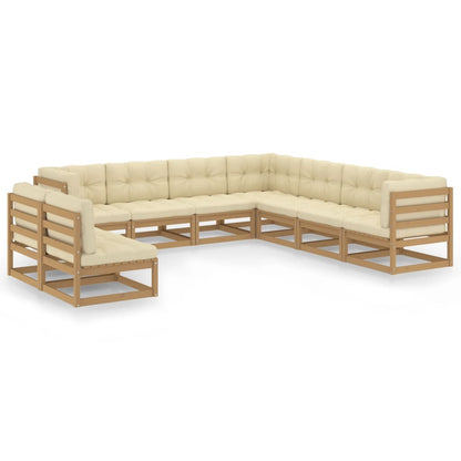 9-tlg Garten-Lounge-Set mit Kissen Honigbraun Massivholz Kiefer