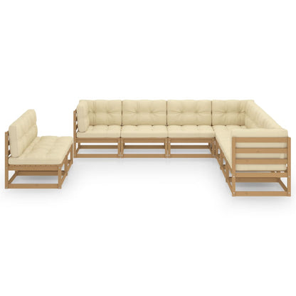 9-tlg Garten-Lounge-Set mit Kissen Honigbraun Massivholz Kiefer