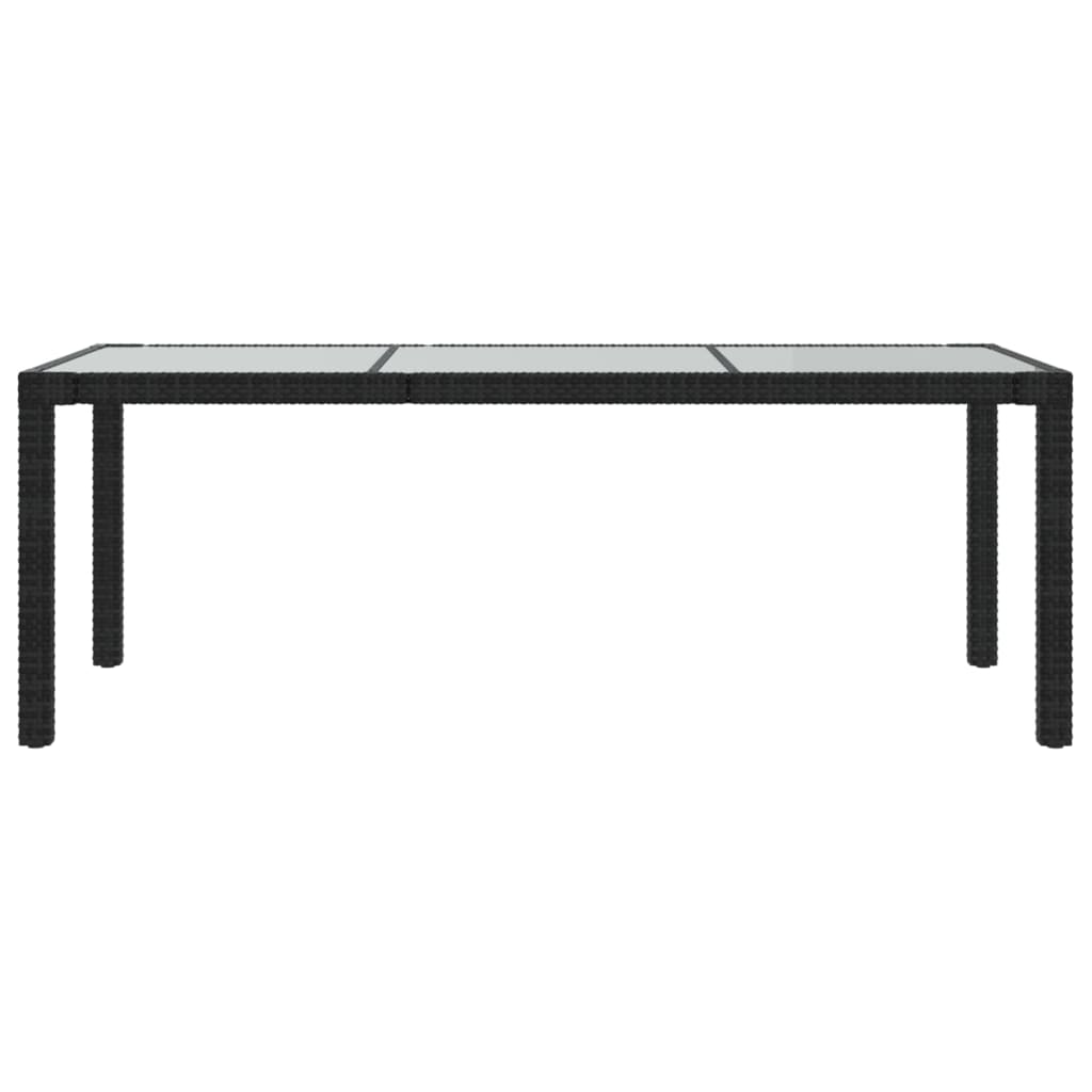 Gartentisch Schwarz 190x90x75 cm Gehärtetes Glas Poly Rattan