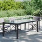 Gartentisch Schwarz 190x90x75 cm Gehärtetes Glas Poly Rattan