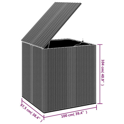 Garten-Kissenbox PE Rattan 100x97,5x104 cm Schwarz