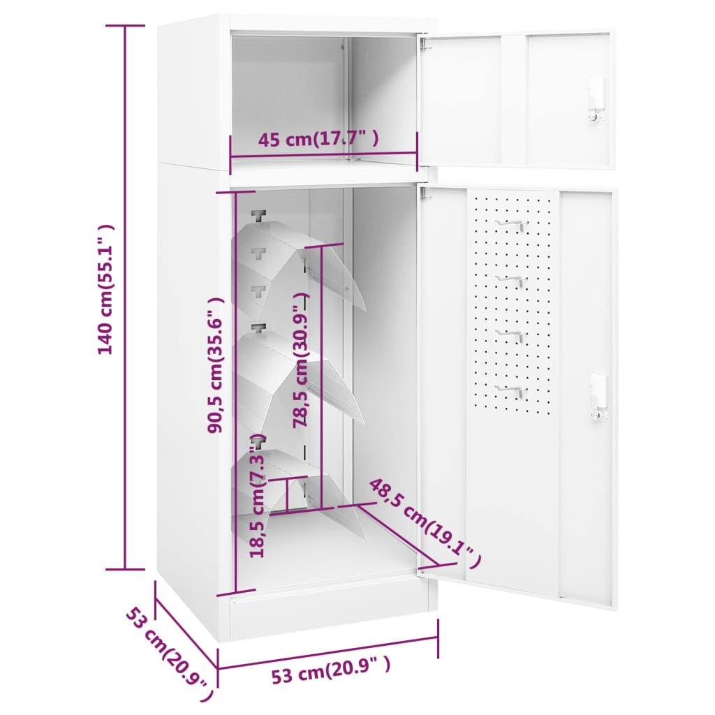 Sattelschrank Weiß 53x53x140 cm Stahl