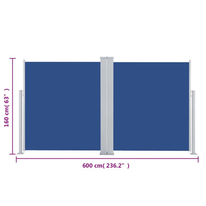 Seitenmarkise Ausziehbar Blau 160x600 cm