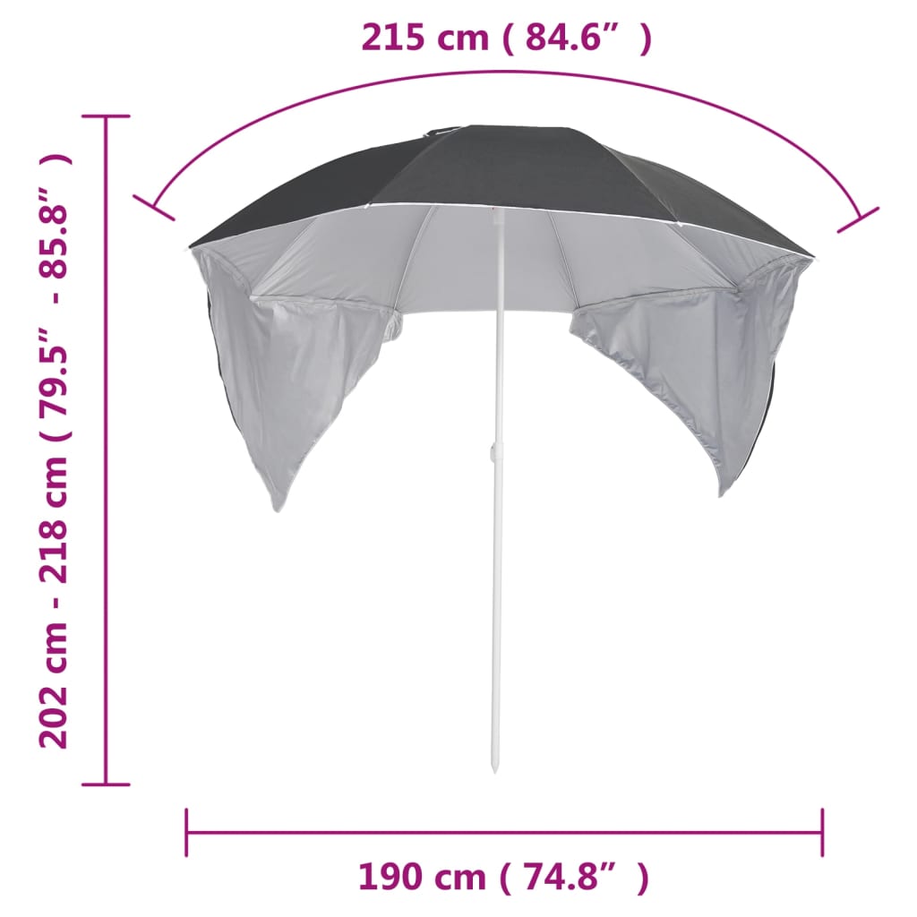 Strandschirm mit Seitenteilen Anthrazit 215 cm