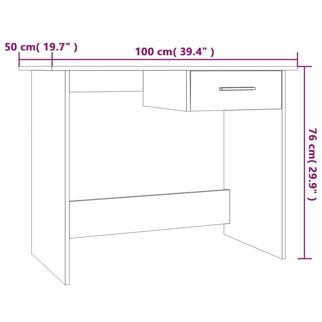 Schreibtisch Braun Eichen-Optik 100x50x76 cm Holzwerkstoff