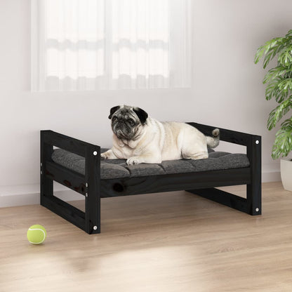 Hundebett Schwarz 65,5x50,5x28 cm Massivholz Kiefer