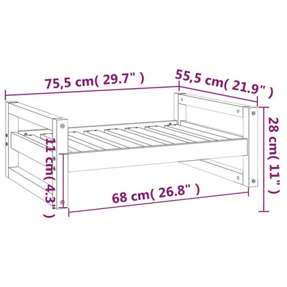 Hundebett Schwarz 75,5x55,5x28 cm Massivholz Kiefer