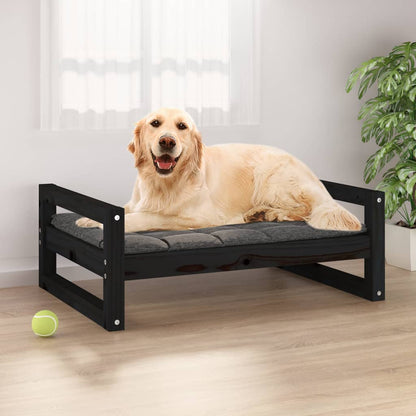 Hundebett Schwarz 75,5x55,5x28 cm Massivholz Kiefer