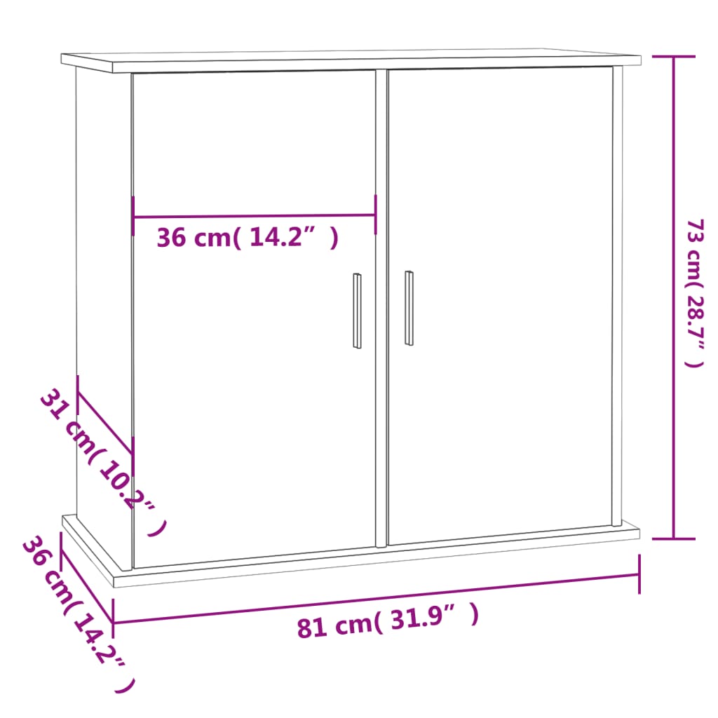 Aquariumständer Grau Sonoma 81x36x73 cm Holzwerkstoff