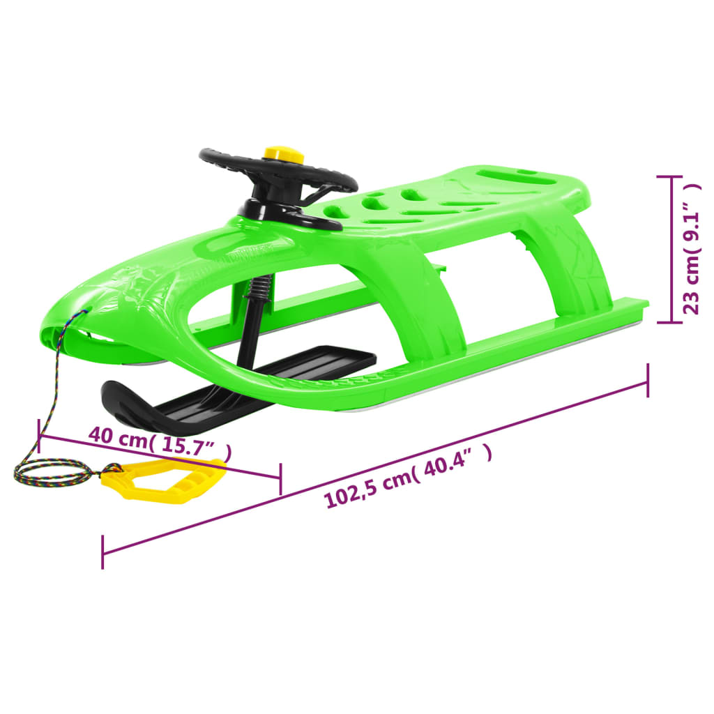Schlitten mit Lenkrad Grün 102,5x40x23 cm Polypropylen