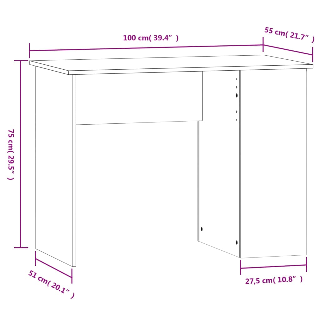 Schreibtisch Schwarz 100x55x75 cm Holzwerkstoff