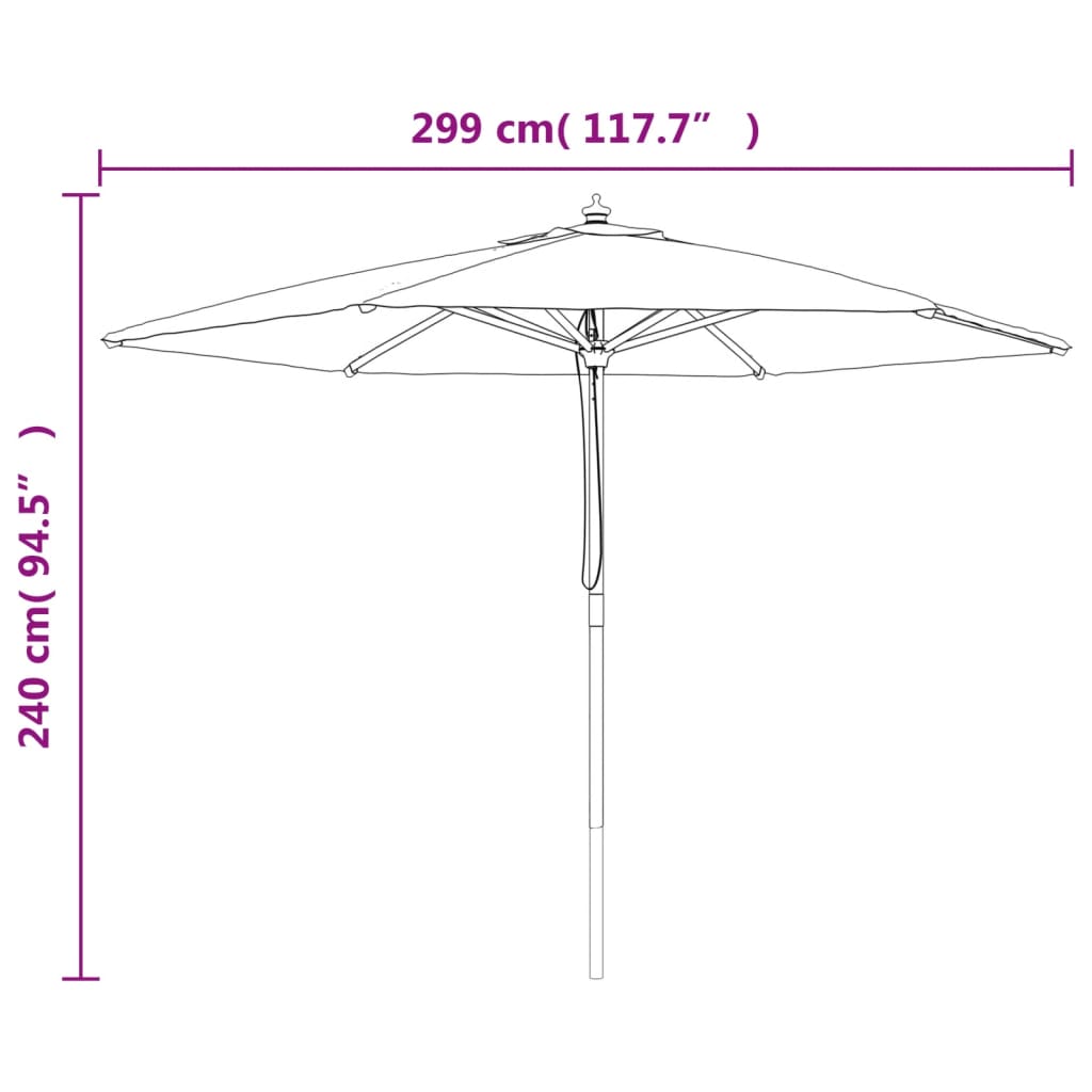 Sonnenschirm mit Holzmast Taupe 299x240 cm