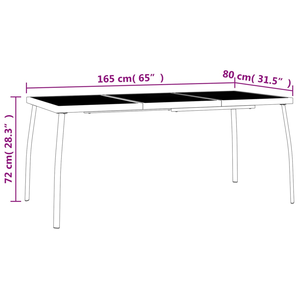 Gartentisch Anthrazit 165x80x72 cm Stahlgitter