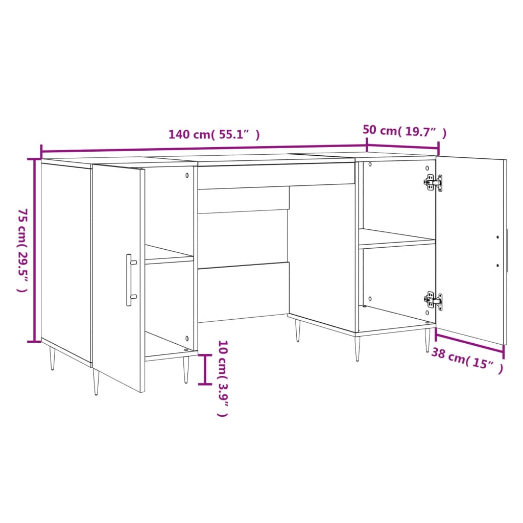 Schreibtisch Hochglanz-Weiß 140x50x75 cm Holzwerkstoff