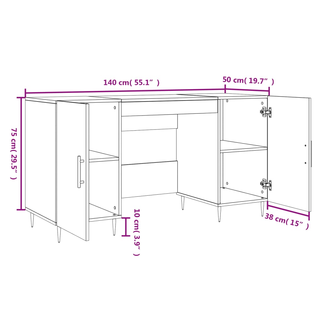 Schreibtisch Betongrau 140x50x75 cm Holzwerkstoff