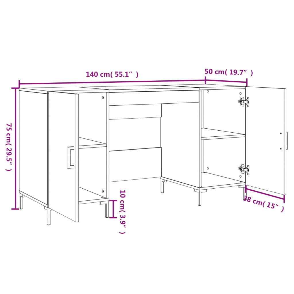 Schreibtisch Weiß 140x50x75 cm Holzwerkstoff