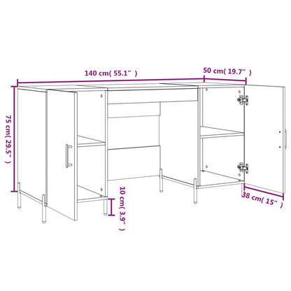 Schreibtisch Betongrau 140x50x75 cm Holzwerkstoff