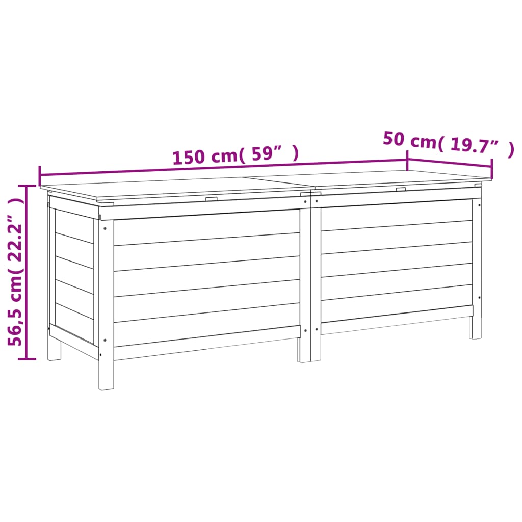 Gartentruhe Weiß 150x50x56,5 cm Massivholz Tanne