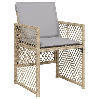 5-tlg. Garten-Essgruppe mit Kissen Beige Poly Rattan