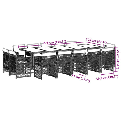 15-tlg. Garten-Essgruppe mit Kissen Beigemischung Poly Rattan