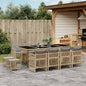 13-tlg. Garten-Essgruppe mit Kissen Beigemischung Poly Rattan