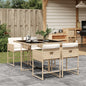 5-tlg. Garten-Essgruppe mit Kissen Beige Poly Rattan