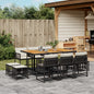 11-tlg. Garten-Essgruppe mit Kissen Schwarz Poly Rattan