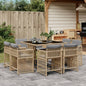 9-tlg. Garten-Essgruppe mit Kissen Beigemischung Poly Rattan