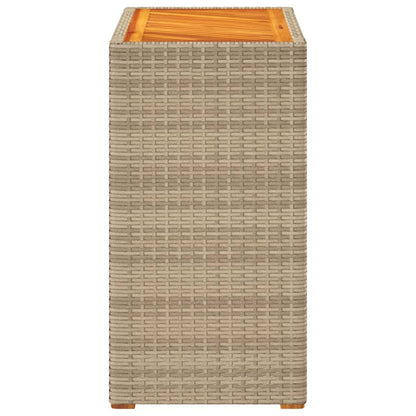 Garten-Beistelltisch mit Holzplatte Beige Poly Rattan