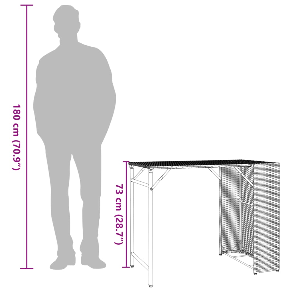 5-tlg. Garten-Essgruppe Klappbar Braun Poly Rattan